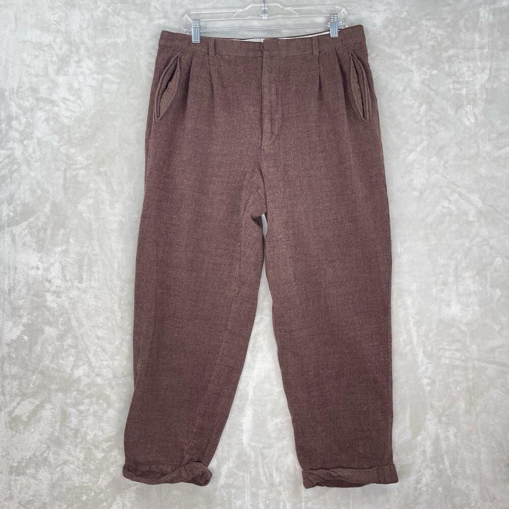 Zanella Platinum Duncan Brown Wool Dress Pants Men's 36 Italy Made Academia